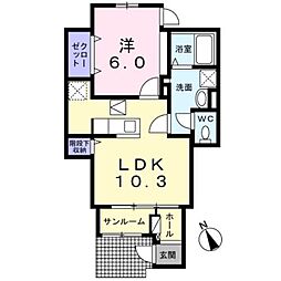 ヴィラグラシア 1LDKの間取図画像