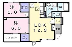 西東京市中町3丁目アパート 2LDKの間取図画像