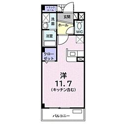 グレイス 2階ワンルームの間取り