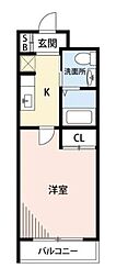 スカイコート品川御殿山WEST 1Kの間取図画像
