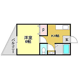コーポあゆみ 1Kの間取図画像