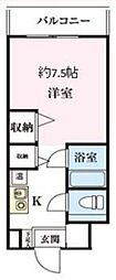 アカデミア清新 1Kの間取図画像