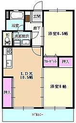 第3長住ハイツ 2LDKの間取図画像