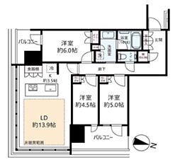 リビオタワー品川 3LDKの間取図画像