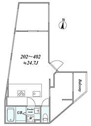 大田区大森本町2丁目マンション 2LDKの間取図画像