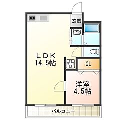 サンハイツ大領 1LDKの間取図画像