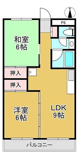 セキレイマンション大手町 603｜福岡県久留米市大手町(賃貸マンション2LDK・6階・56.23㎡)の写真 その2