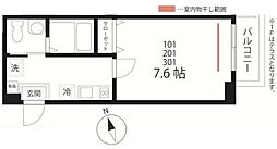 仮ハーミットクラブハウス羽田 1階1Kの間取り