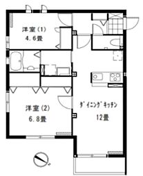 オーチャード南荻窪北棟 2LDKの間取図画像