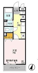 ボンリジェール 1Kの間取図画像