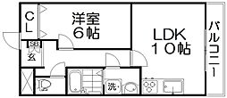 グランコスモ交野 1LDKの間取図画像