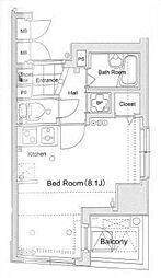 プリズムスクエア本駒込 1Kの間取図画像