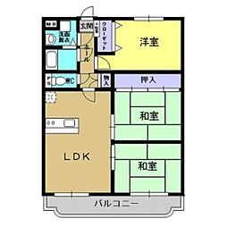 市営大野団地 3LDKの間取図画像