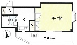メロディーハイムB 1Kの間取図画像