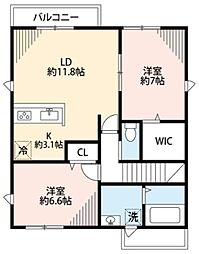 メディーナ 2LDKの間取図画像