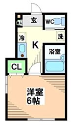 ARUGARDEN 1Kの間取図画像