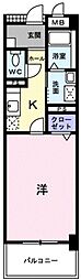 桜並木パークマンション 1Kの間取図画像