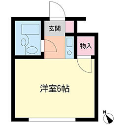 シティアビタ溝口I棟 ワンルームの間取図画像