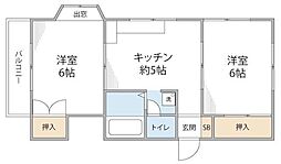 ヴィラウイステリア 2DKの間取図画像