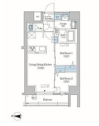 アーバネックス両国レジデンス 2LDKの間取図画像
