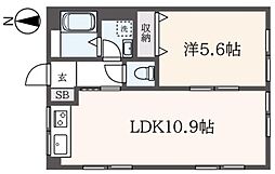 新井マンション 1LDKの間取図画像
