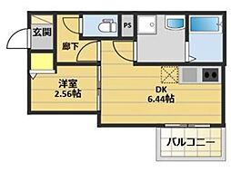 仮称）中央区伊崎Ｃ棟 1階1DKの間取り