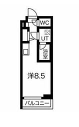 クラリッサ川崎梶ヶ谷 4階ワンルームの間取り