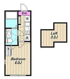 カーサ古淵 1Kの間取図画像