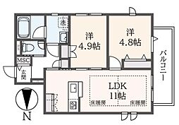 杉並区和泉2丁目マンション 2LDKの間取図画像