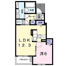 ルチル2 1LDKの間取図画像