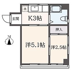 小梅マンション 2Kの間取図画像