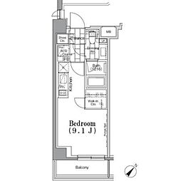 ＯＮＥ ＲＯＯＦ ＦＬＡＴ ＴＳＵＫＩＳＨＩＭＡ 5階ワンルームの間取り
