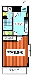 リーベルサンアイ 1Kの間取図画像