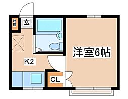 プレザントヒル 1Kの間取図画像