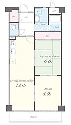 パレス中もず 4階2LDKの間取り
