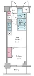 クレヴィアリグゼ西巣鴨 1DKの間取図画像