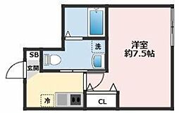 パークテラス鶴見 1Kの間取図画像