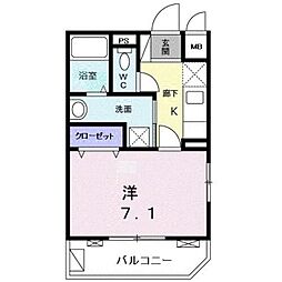 ハピネス・エムビー白山 1Kの間取図画像