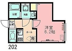 ＶＩＳＴＡ Ｍｉｎａｍｉｍａｃｈｉｄａ 2階1Kの間取り