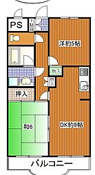 アザール・カモ 2DKの間取図画像