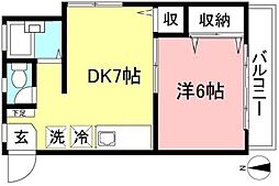 高崎マンション 1DKの間取図画像