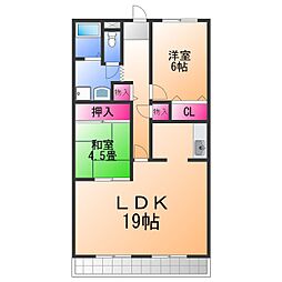 スカイヒルズ新道出 2LDKの間取図画像