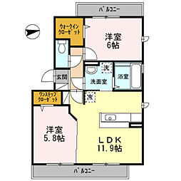 ガーデンコート金岡C 2LDKの間取図画像