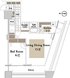 コンシェリア西新宿タワーズウエスト 1LDKの間取図画像