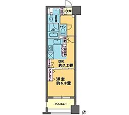 パークキューブ日本橋水天宮 6階1DKの間取り