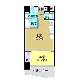 加治屋町MSH 1LDKの間取図画像