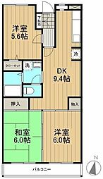ベルデュール麻生壱番館 3DKの間取図画像