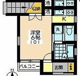 スカイハウス 1Kの間取図画像