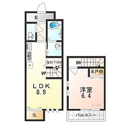 Osaka Metro今里筋線 清水駅 徒歩13分の賃貸タウンハウス 1LDKの間取り