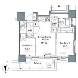 パークアクシス仲御徒町 2LDKの間取図画像